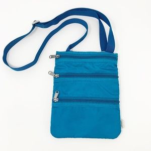 Eddie Bauer Teal Triple Zip Small Crossbody Bag